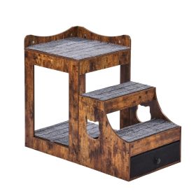 Pet Bunk Bed with Removable Stairs, Dog/Cat Window Perch with Storage, Multi-Level Bed Window Perch Dog Bedside Sleeper Couch, Small Pet Seat Pla